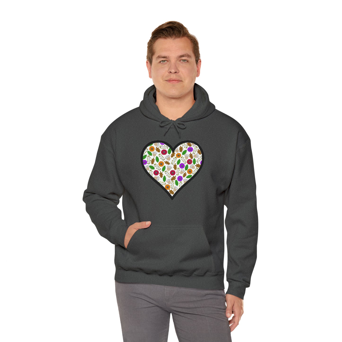 Fall Motif Heart Unisex Heavy Blend™ Hooded Sweatshirt