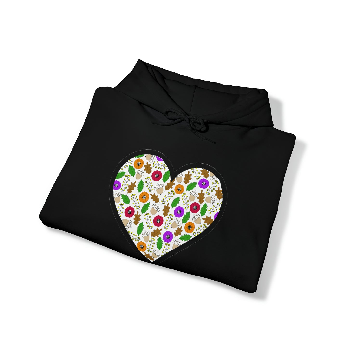 Fall Motif Heart Unisex Heavy Blend™ Hooded Sweatshirt