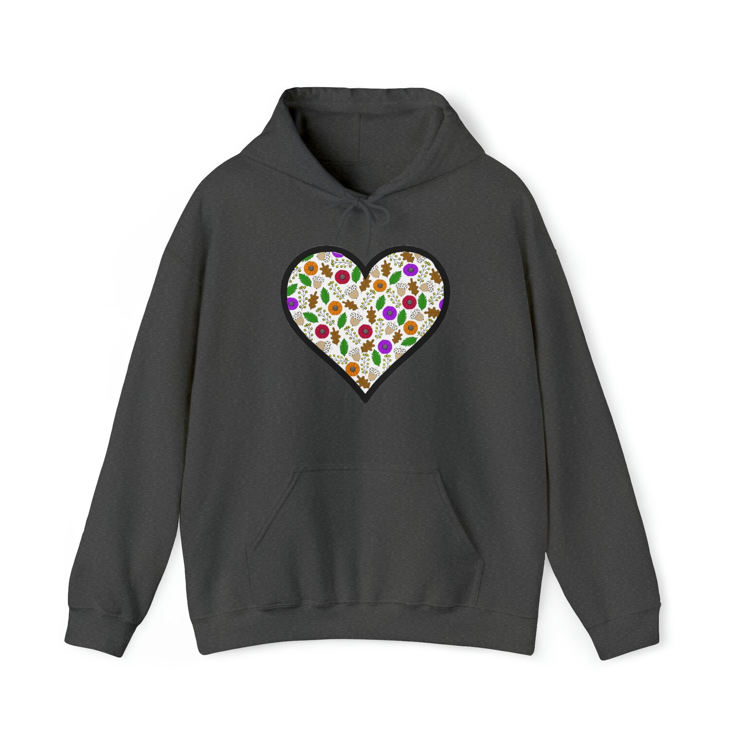 Fall Motif Heart Unisex Heavy Blend™ Hooded Sweatshirt