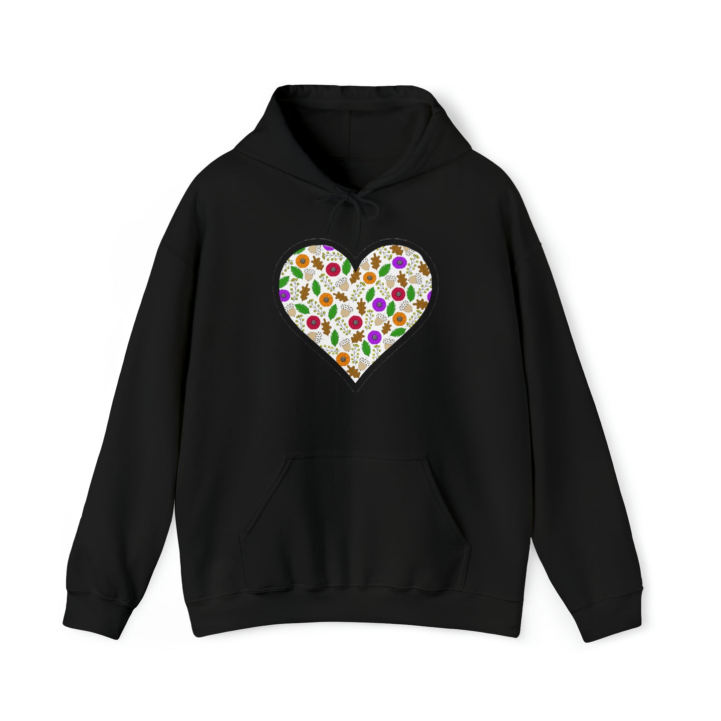 Fall Motif Heart Unisex Heavy Blend™ Hooded Sweatshirt