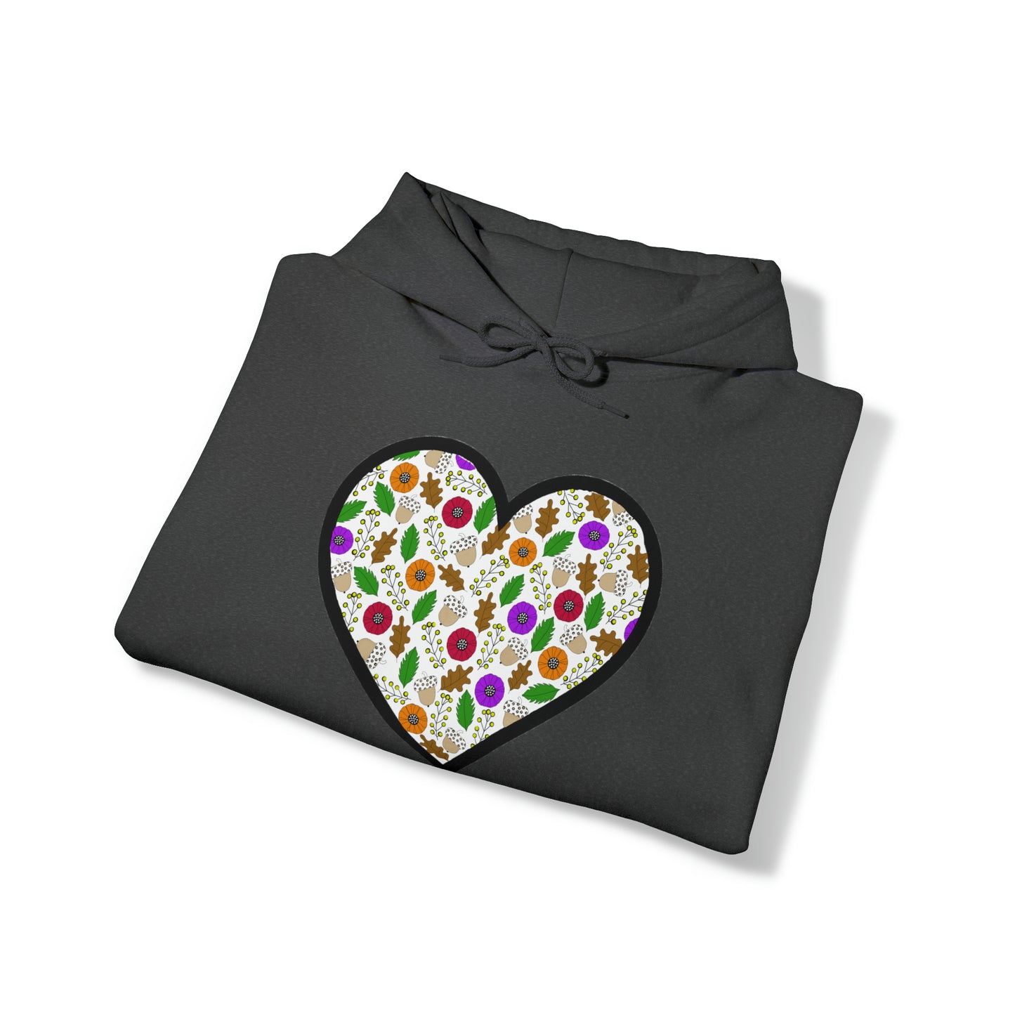 Fall Motif Heart Unisex Heavy Blend™ Hooded Sweatshirt