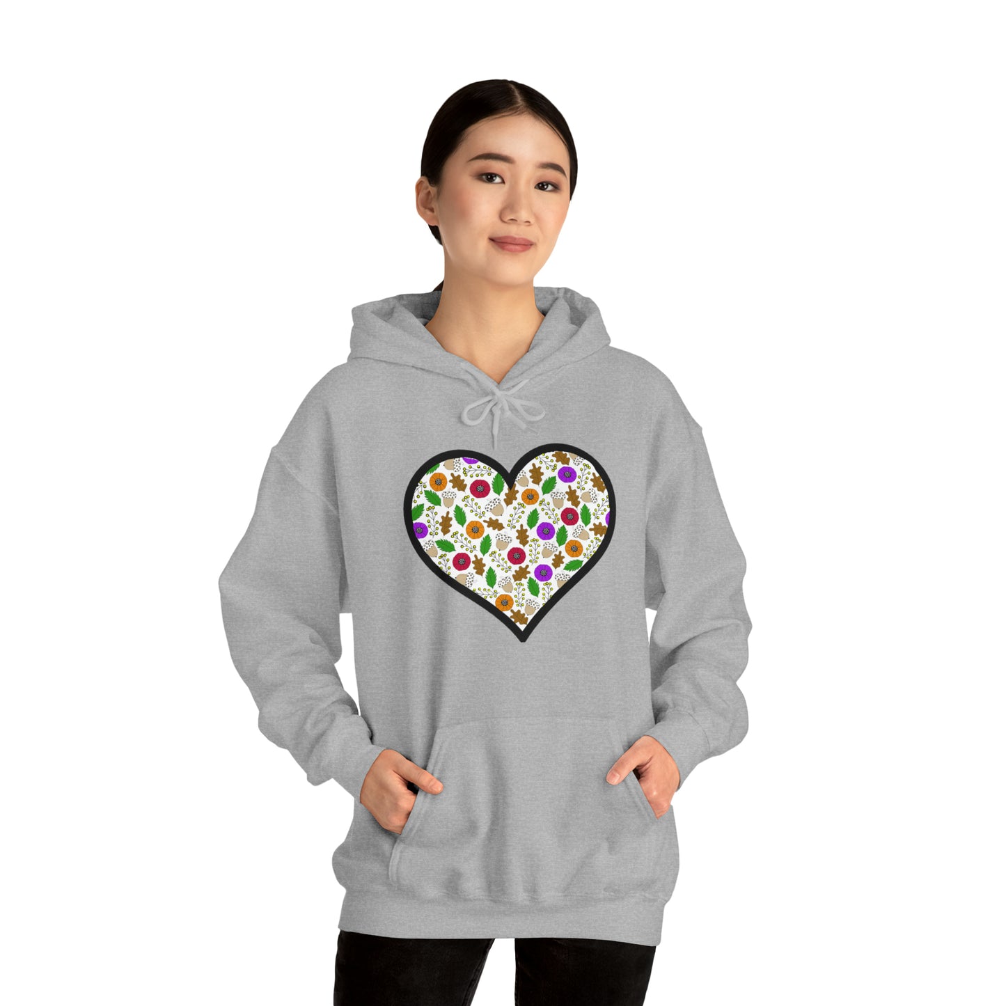 Fall Motif Heart Unisex Heavy Blend™ Hooded Sweatshirt