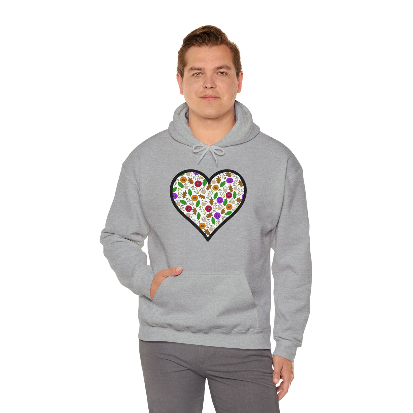 Fall Motif Heart Unisex Heavy Blend™ Hooded Sweatshirt