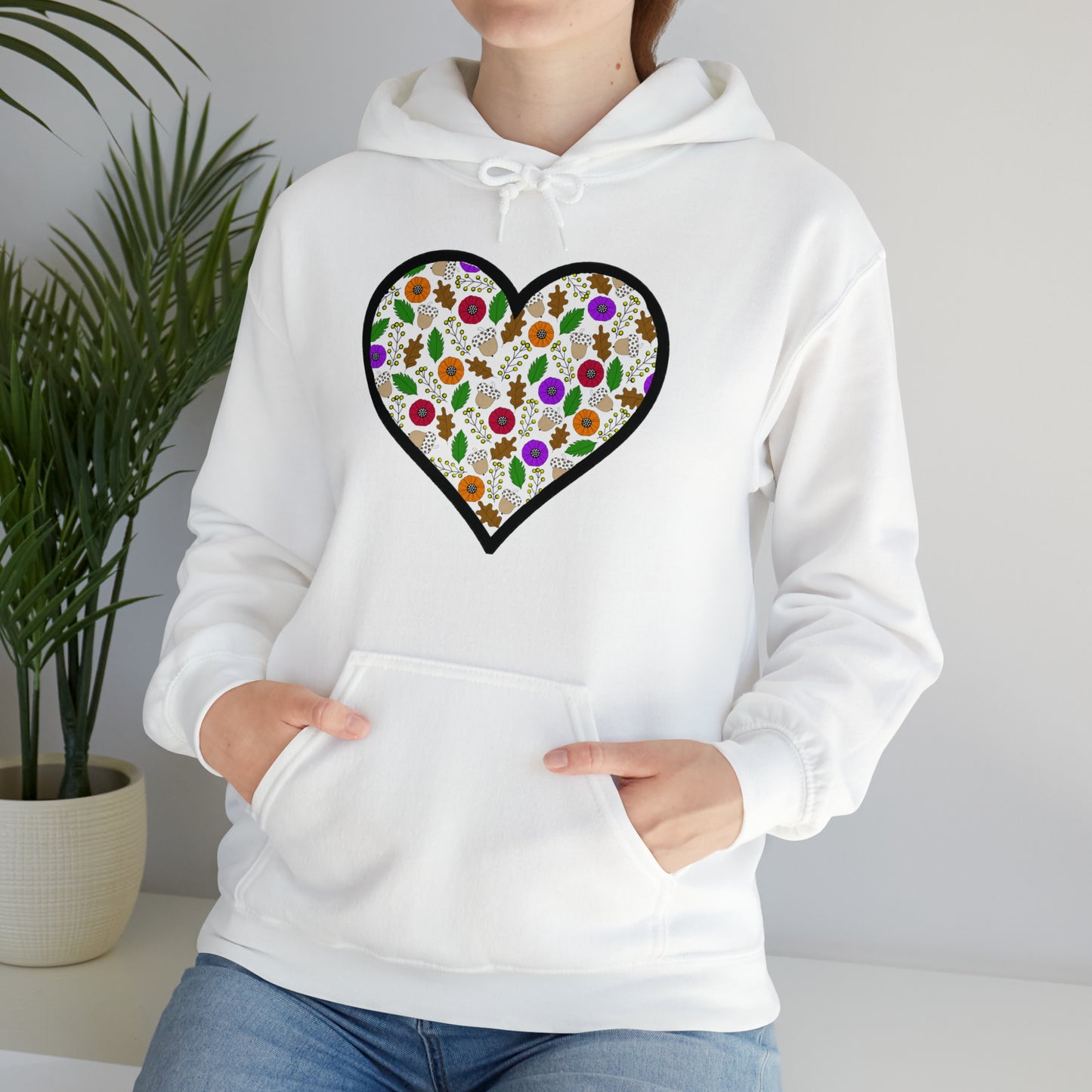 Fall Motif Heart Unisex Heavy Blend™ Hooded Sweatshirt