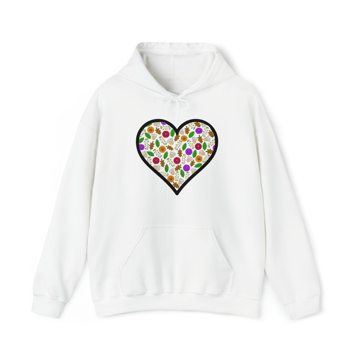 Fall Motif Heart Unisex Heavy Blend™ Hooded Sweatshirt