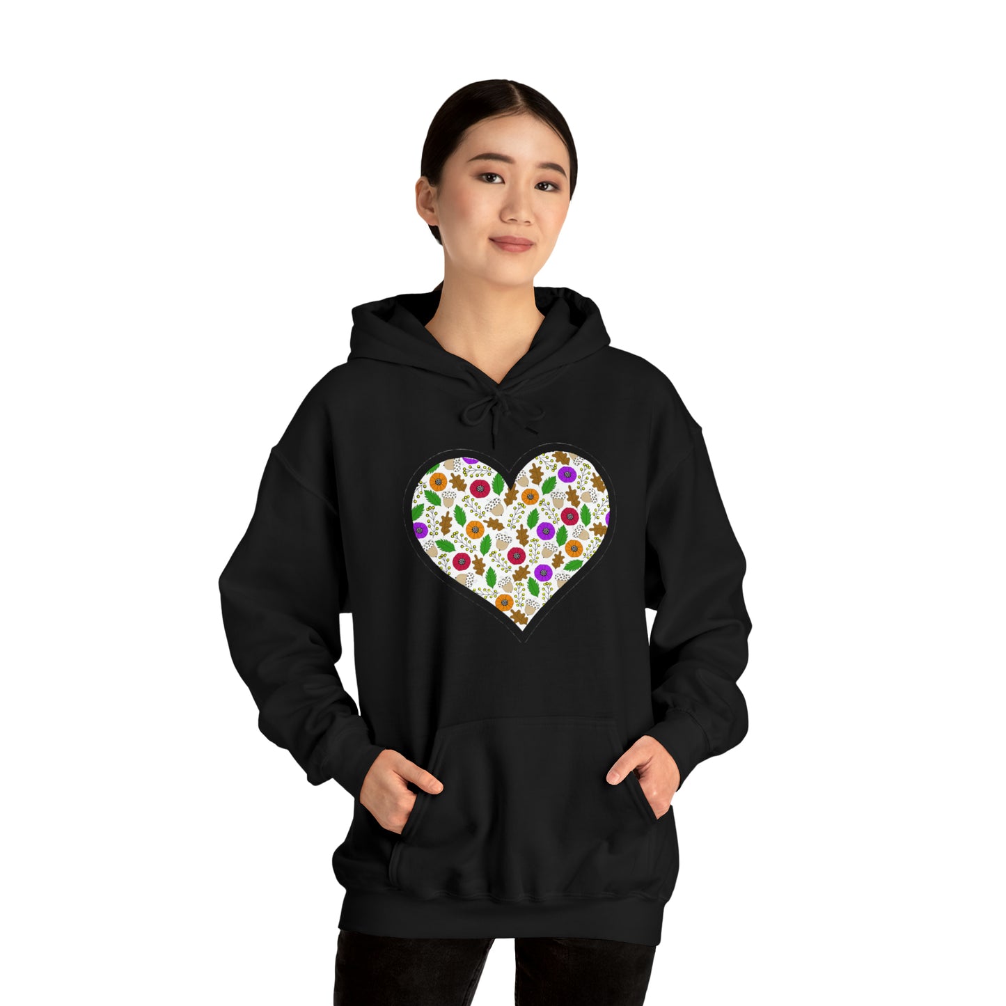 Fall Motif Heart Unisex Heavy Blend™ Hooded Sweatshirt