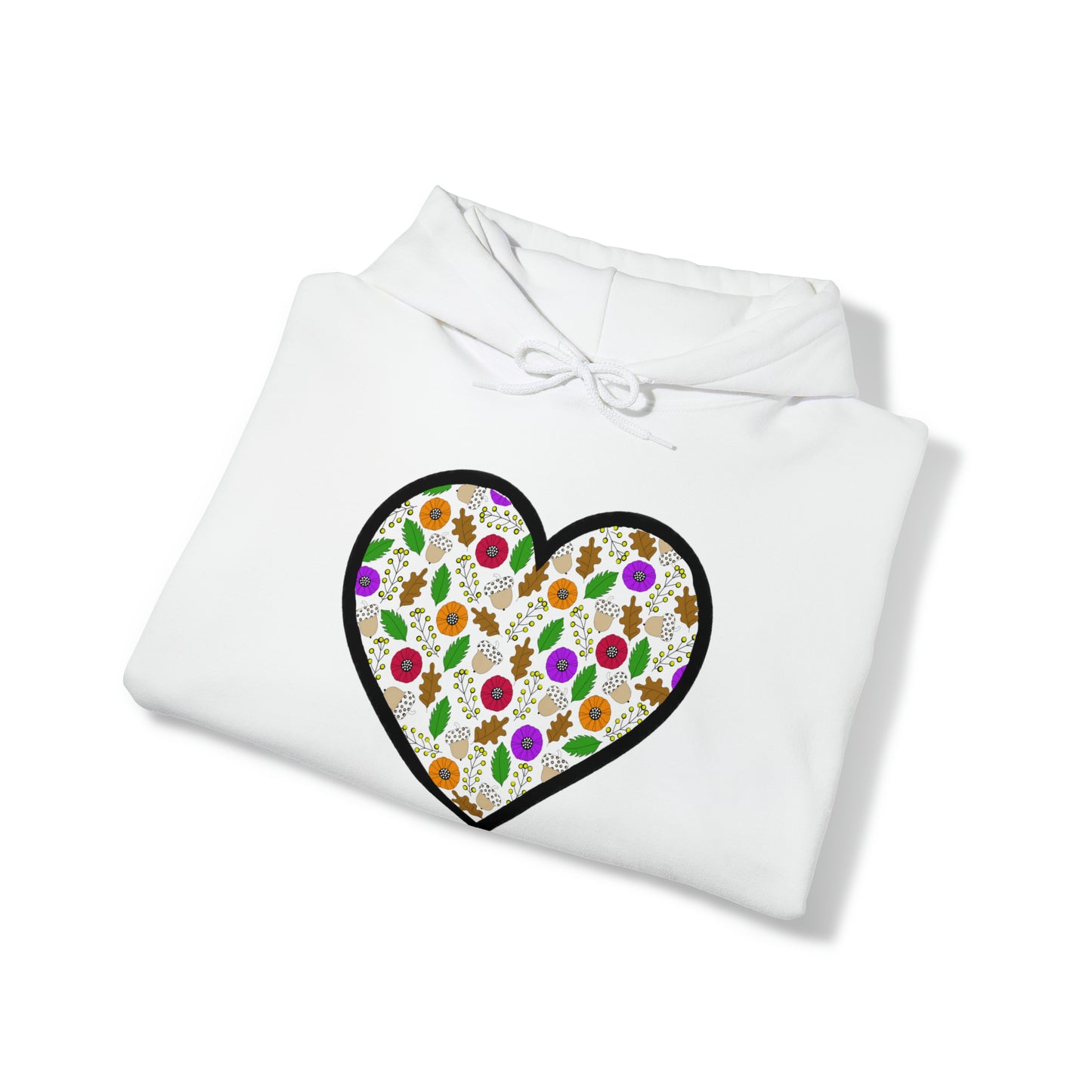 Fall Motif Heart Unisex Heavy Blend™ Hooded Sweatshirt