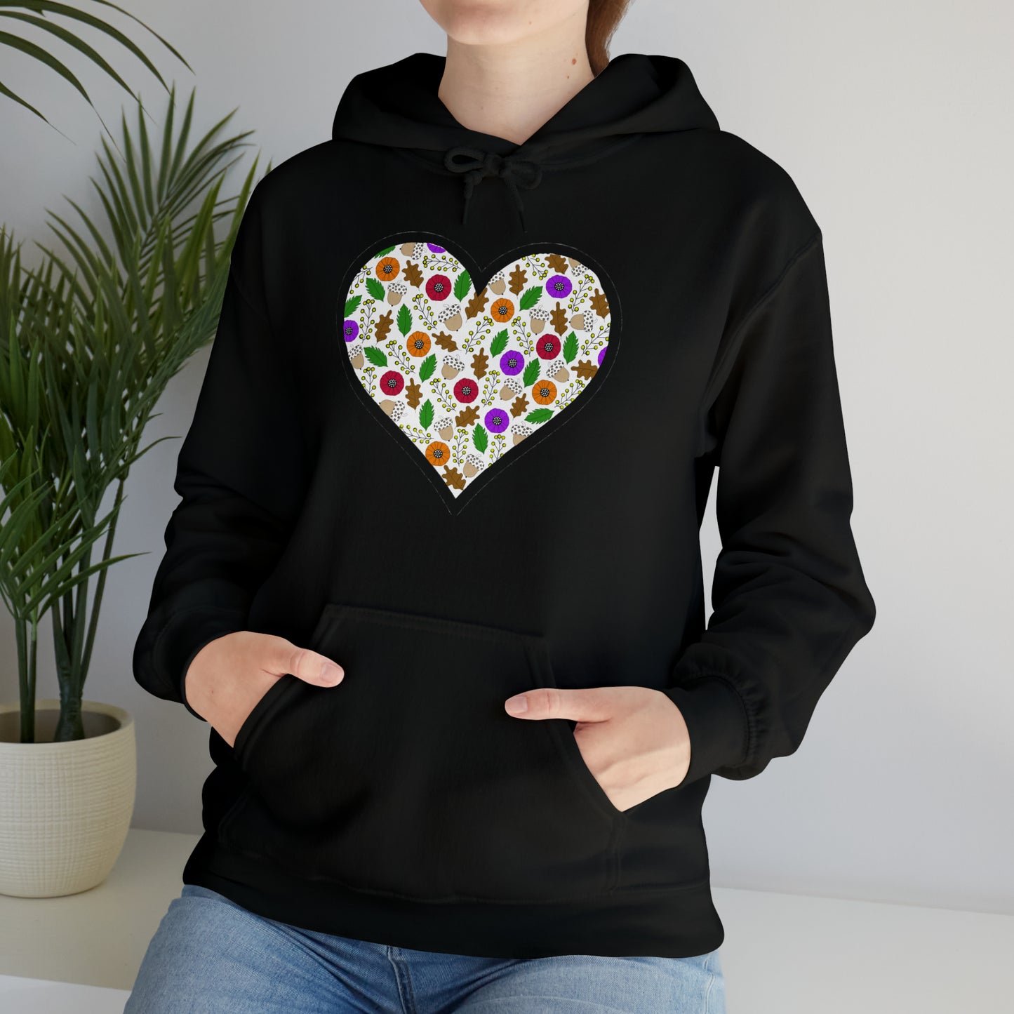 Fall Motif Heart Unisex Heavy Blend™ Hooded Sweatshirt