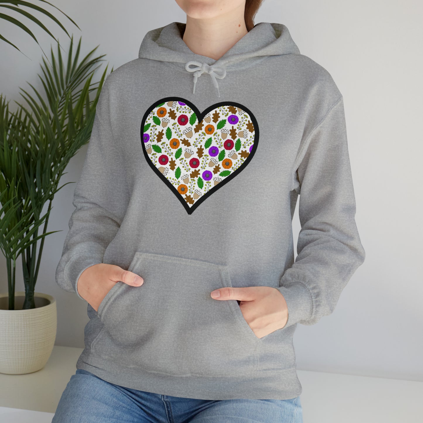 Fall Motif Heart Unisex Heavy Blend™ Hooded Sweatshirt