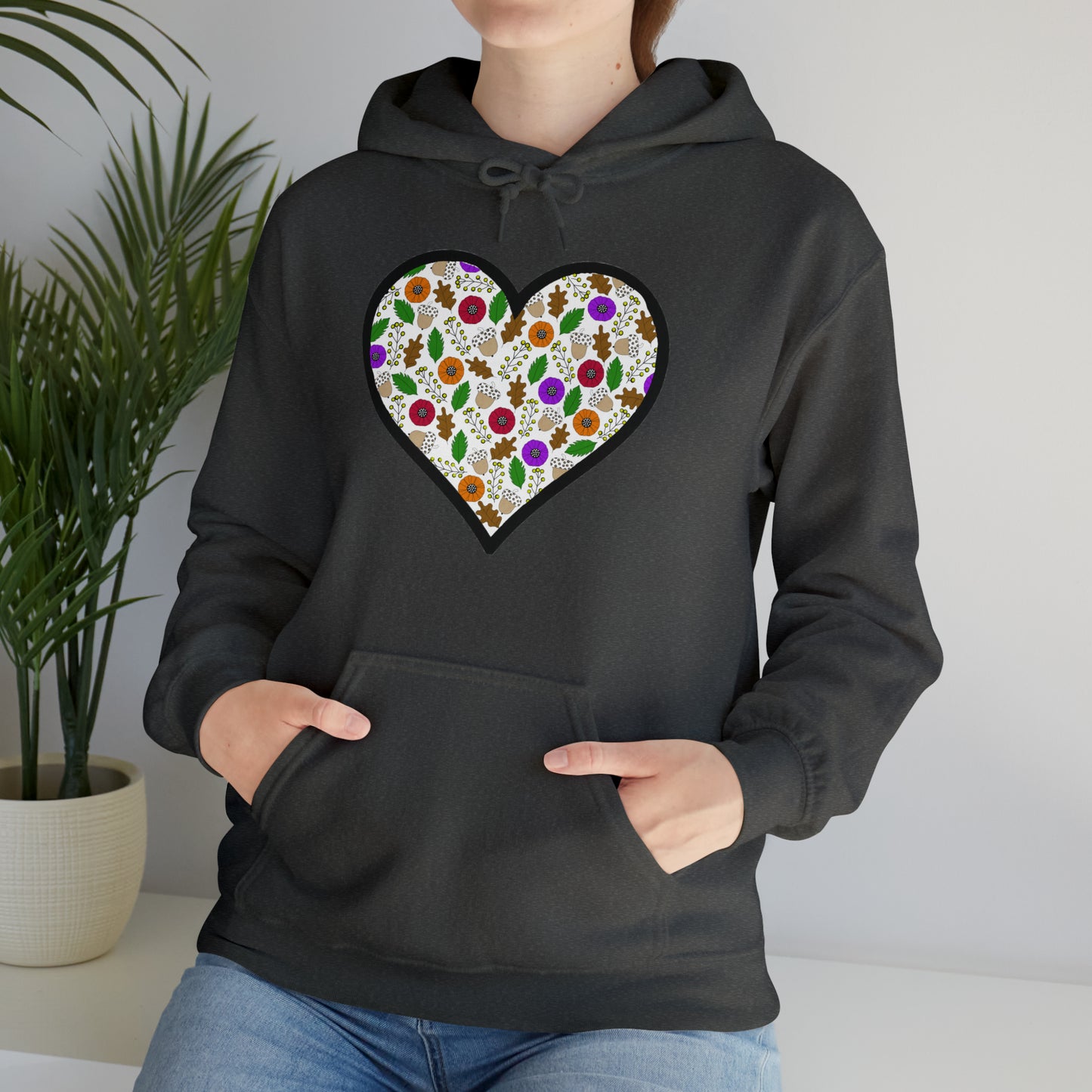 Fall Motif Heart Unisex Heavy Blend™ Hooded Sweatshirt