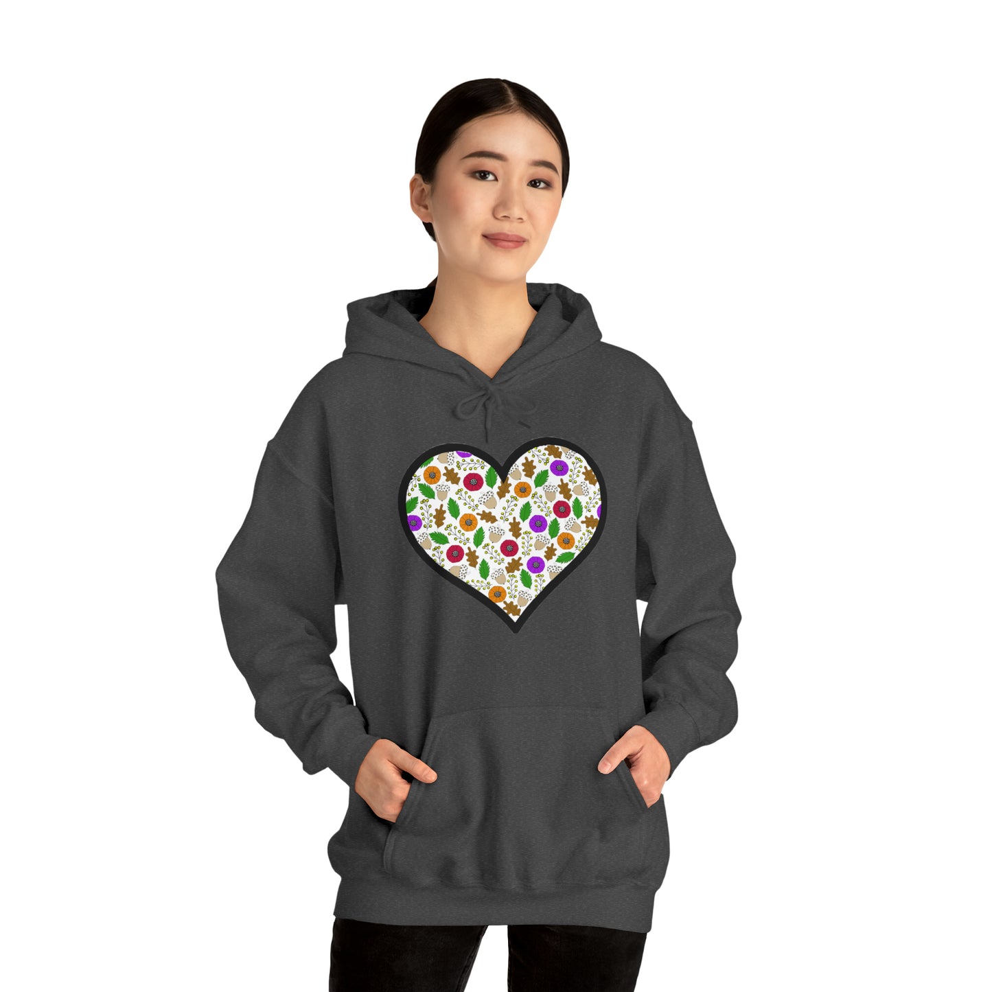 Fall Motif Heart Unisex Heavy Blend™ Hooded Sweatshirt